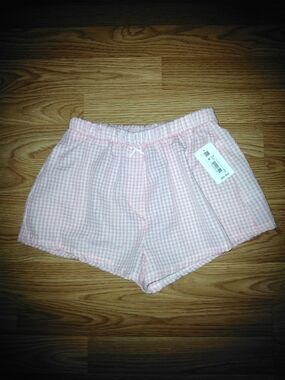 NWT Sz XS Altar'd State Pink Gingham Lounge Shorts Made IN USA. 100% Polyester
